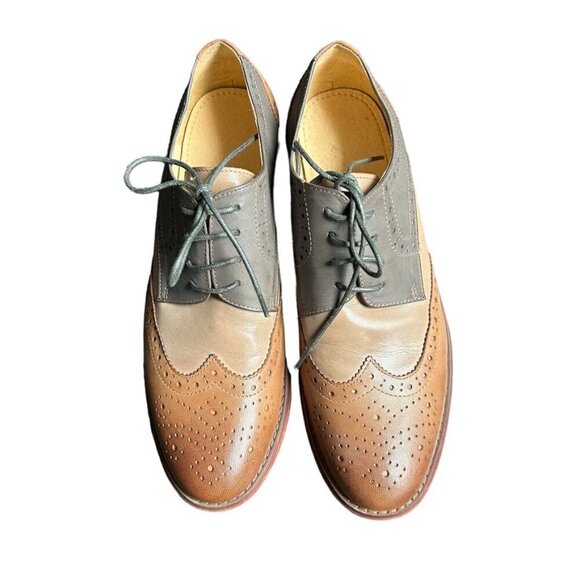 Brown and Grey Formal Lace Up Oxford Shoes US 8.5 - Picture 2 of 7